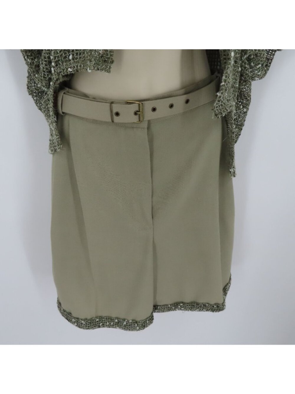 VTG Marshall Women 16 Green Sheer Mesh Collared Shirt Shorts 2 Piece Set Safari - Picture 5 of 16